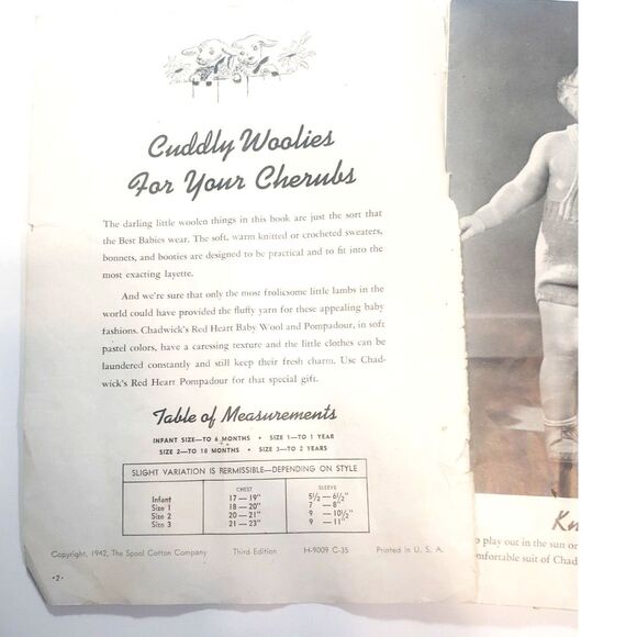 VINTAGE 1942 CHADWICK's Red Heart Woolies For Babies Book 178- 24 Pgs. - Picture 3 of 14